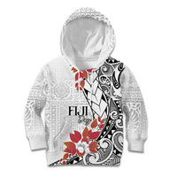 Bula Fiji Day Kid Hoodie Tagimaucia on Masi Pattern LT7 Hoodie White - Polynesian Pride