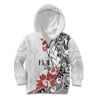 Bula Fiji Day Kid Hoodie Tagimaucia on Masi Pattern LT7 Zip Hoodie White - Polynesian Pride