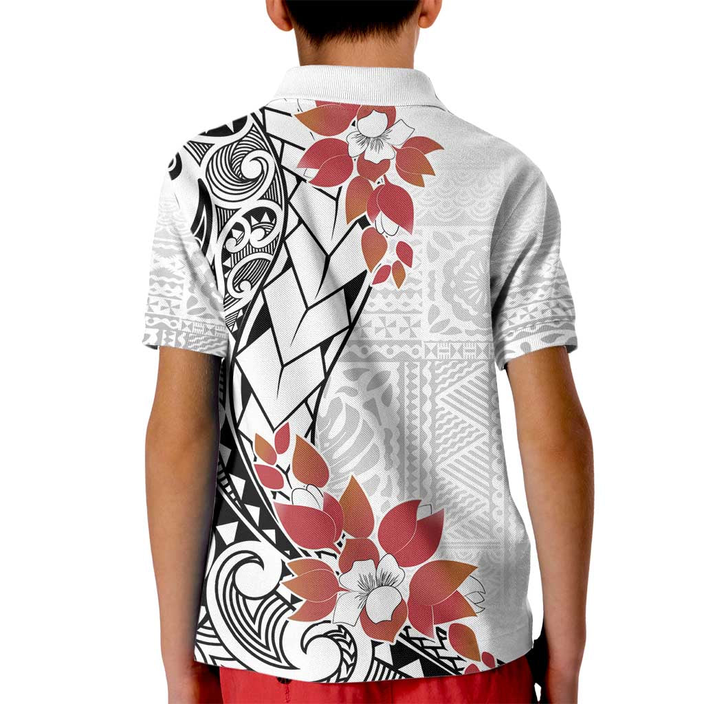 Bula Fiji Day Kid Polo Shirt Tagimaucia on Masi Pattern LT7 - Polynesian Pride