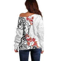 Bula Fiji Day Off Shoulder Sweater Tagimaucia on Masi Pattern LT7 - Polynesian Pride