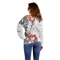 Bula Fiji Day Off Shoulder Sweater Tagimaucia on Masi Pattern LT7 - Polynesian Pride