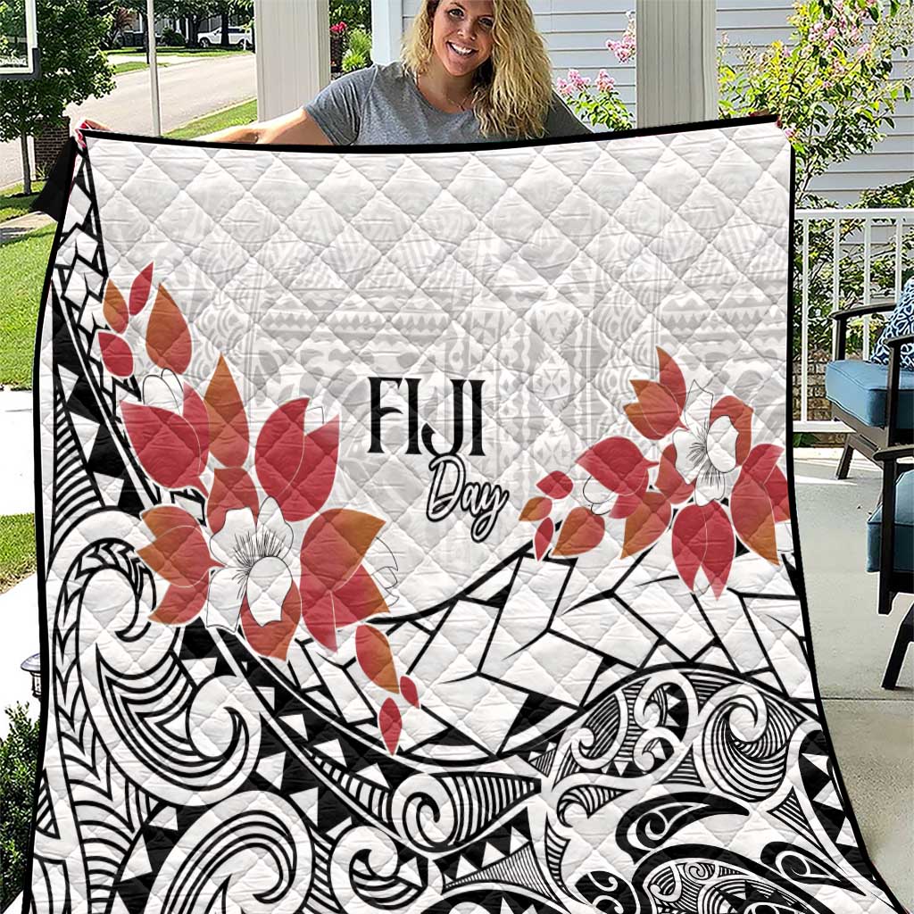Bula Fiji Day Quilt Tagimaucia on Masi Pattern LT7 White - Polynesian Pride