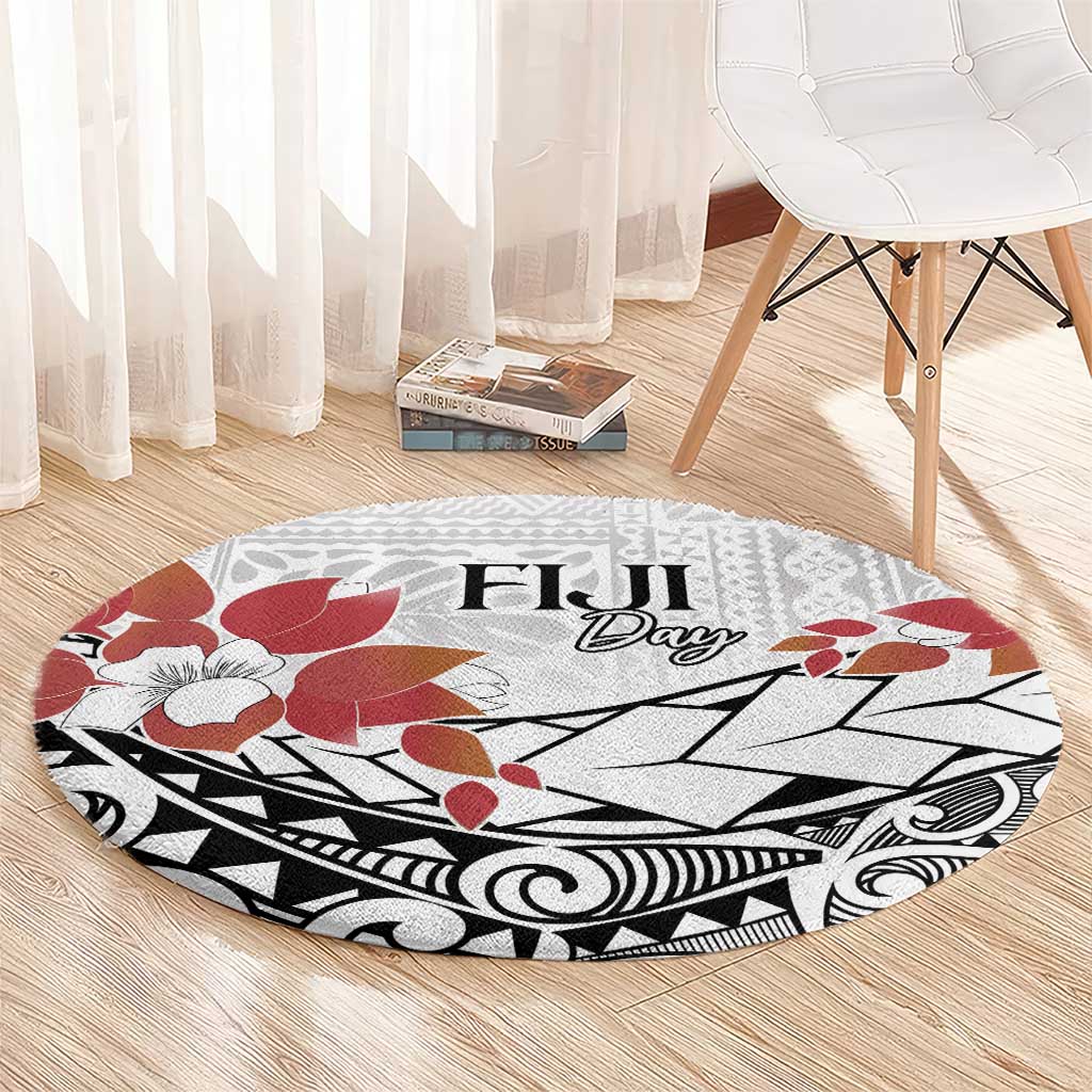 Bula Fiji Day Round Carpet Tagimaucia on Masi Pattern LT7 - Polynesian Pride