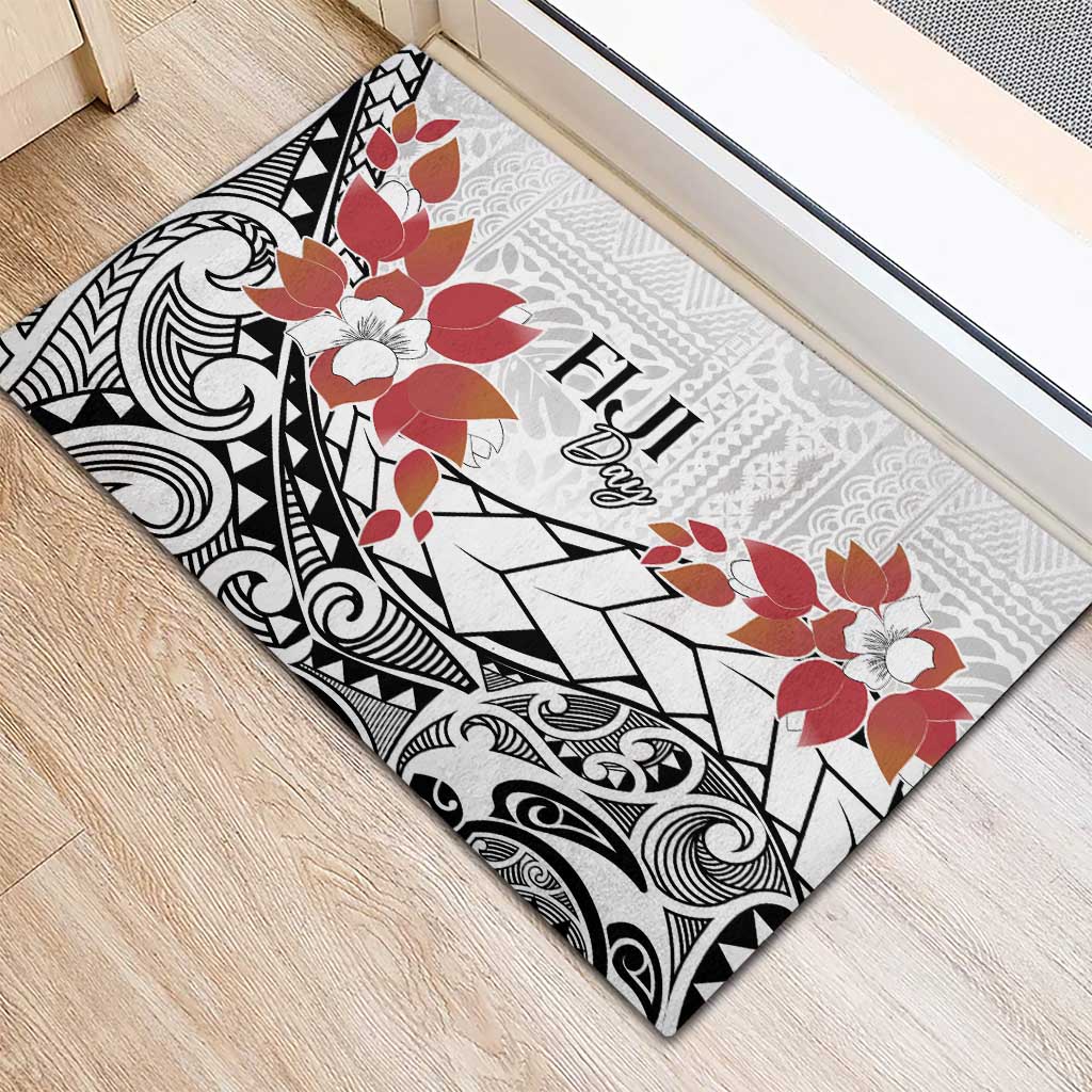 Bula Fiji Day Rubber Doormat Tagimaucia on Masi Pattern LT7 - Polynesian Pride