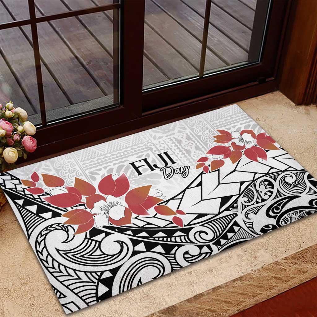 Bula Fiji Day Rubber Doormat Tagimaucia on Masi Pattern LT7 - Polynesian Pride