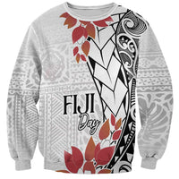 Bula Fiji Day Sweatshirt Tagimaucia on Masi Pattern LT7 Unisex White - Polynesian Pride