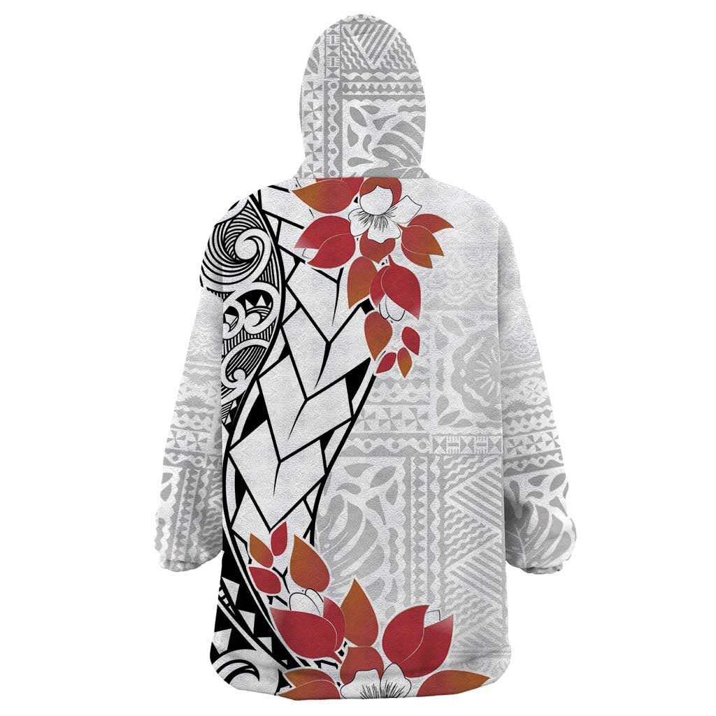Bula Fiji Day Wearable Blanket Hoodie Tagimaucia on Masi Pattern LT7 - Polynesian Pride