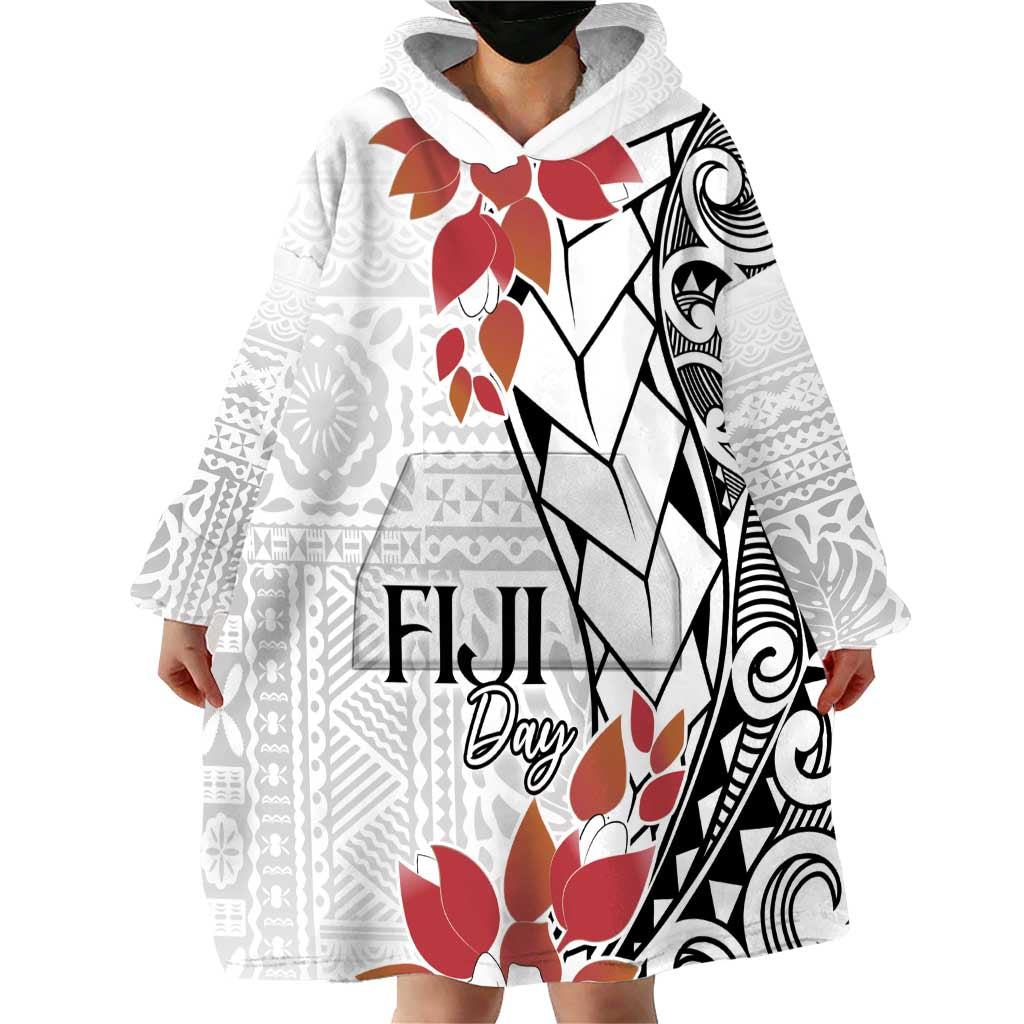 Bula Fiji Day Wearable Blanket Hoodie Tagimaucia on Masi Pattern LT7 - Polynesian Pride