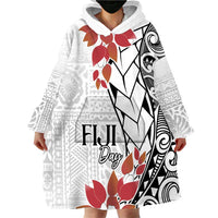 Bula Fiji Day Wearable Blanket Hoodie Tagimaucia on Masi Pattern LT7 - Polynesian Pride