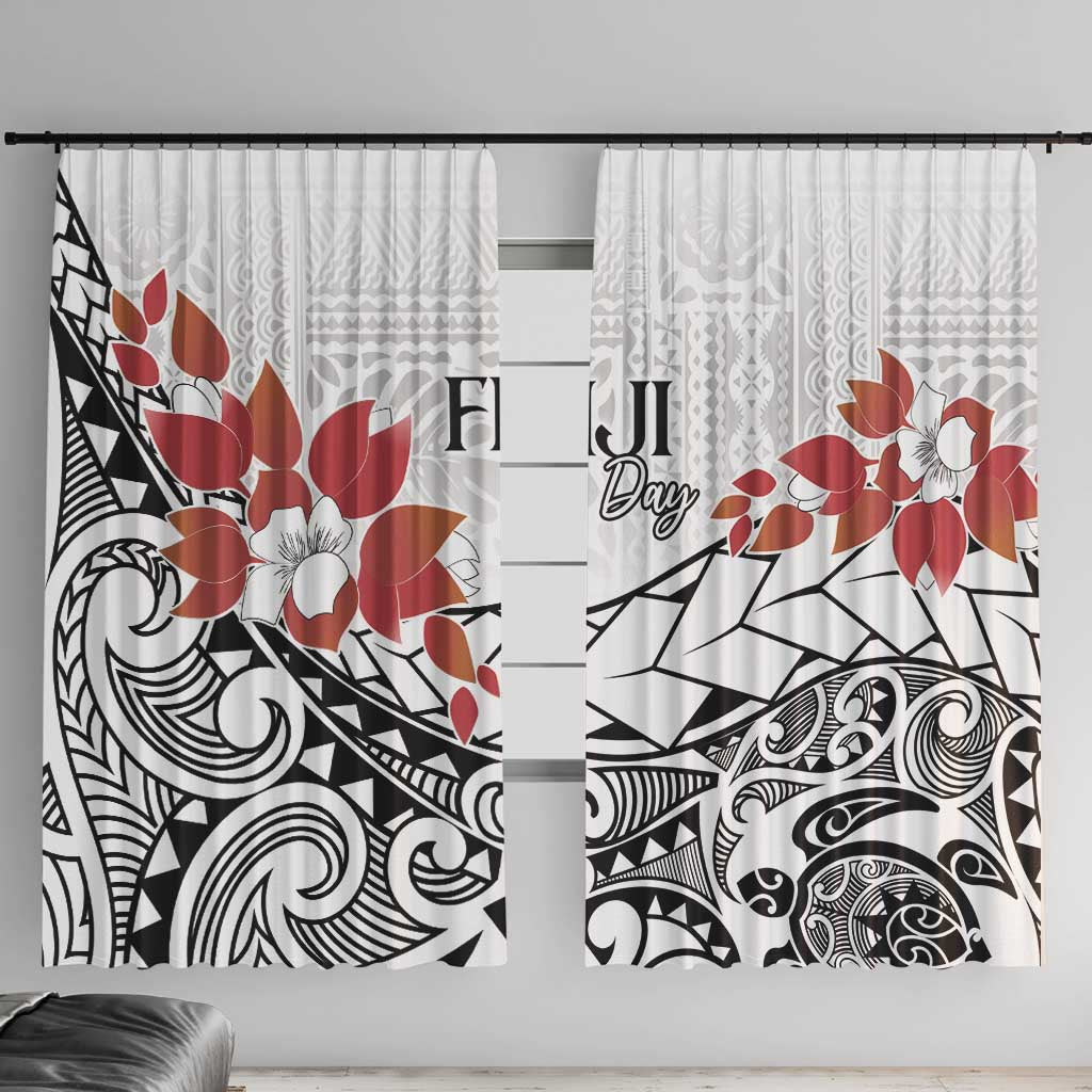 Bula Fiji Day Window Curtain Tagimaucia on Masi Pattern