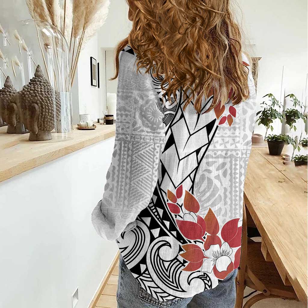 Bula Fiji Day Women Casual Shirt Tagimaucia on Masi Pattern LT7 - Polynesian Pride