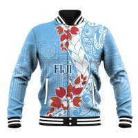 Bula Fiji Day Baseball Jacket Tagimaucia on Masi Pattern - Turquoise LT7 Unisex Turquoise - Polynesian Pride