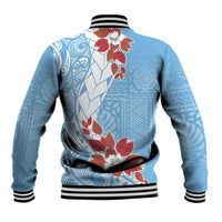 Bula Fiji Day Baseball Jacket Tagimaucia on Masi Pattern - Turquoise LT7 - Polynesian Pride