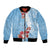 Bula Fiji Day Bomber Jacket Tagimaucia on Masi Pattern - Turquoise