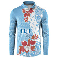 Bula Fiji Day Button Sweatshirt Tagimaucia on Masi Pattern - Turquoise LT7 Turquoise - Polynesian Pride