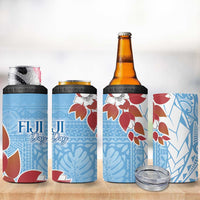 Bula Fiji Day 4 in 1 Can Cooler Tumbler Tagimaucia on Masi Pattern - Turquoise LT7 - Polynesian Pride