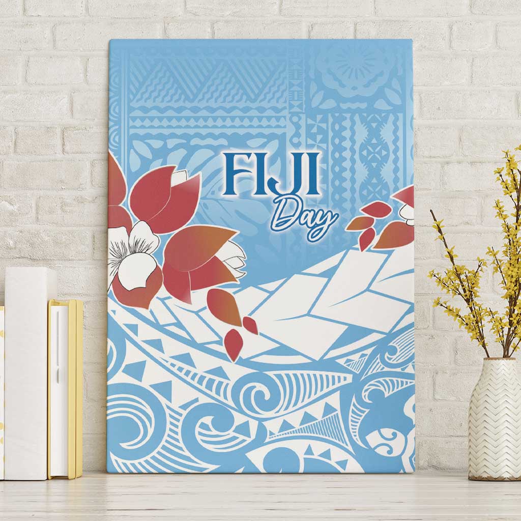 Bula Fiji Day Canvas Wall Art Tagimaucia on Masi Pattern - Turquoise LT7 Without Frame Turquoise - Polynesian Pride