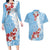 Bula Fiji Day Couples Matching Long Sleeve Bodycon Dress and Hawaiian Shirt Tagimaucia on Masi Pattern - Turquoise