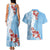 Bula Fiji Day Couples Matching Tank Maxi Dress and Hawaiian Shirt Tagimaucia on Masi Pattern - Turquoise