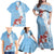 Bula Fiji Day Family Matching Off Shoulder Maxi Dress and Hawaiian Shirt Tagimaucia on Masi Pattern - Turquoise