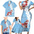 Bula Fiji Day Family Matching Short Sleeve Bodycon Dress and Hawaiian Shirt Tagimaucia on Masi Pattern - Turquoise