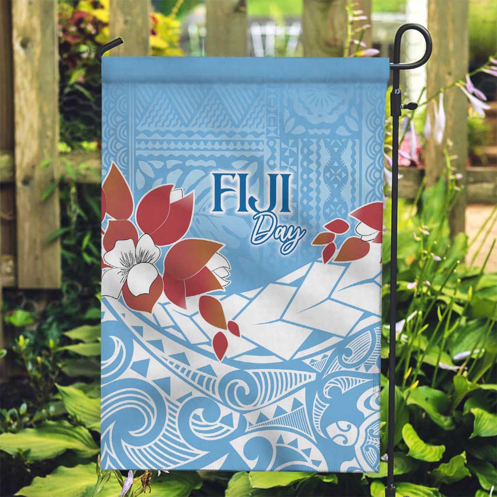 Bula Fiji Day Garden Flag Tagimaucia on Masi Pattern - Turquoise LT7 Garden Flag Turquoise - Polynesian Pride