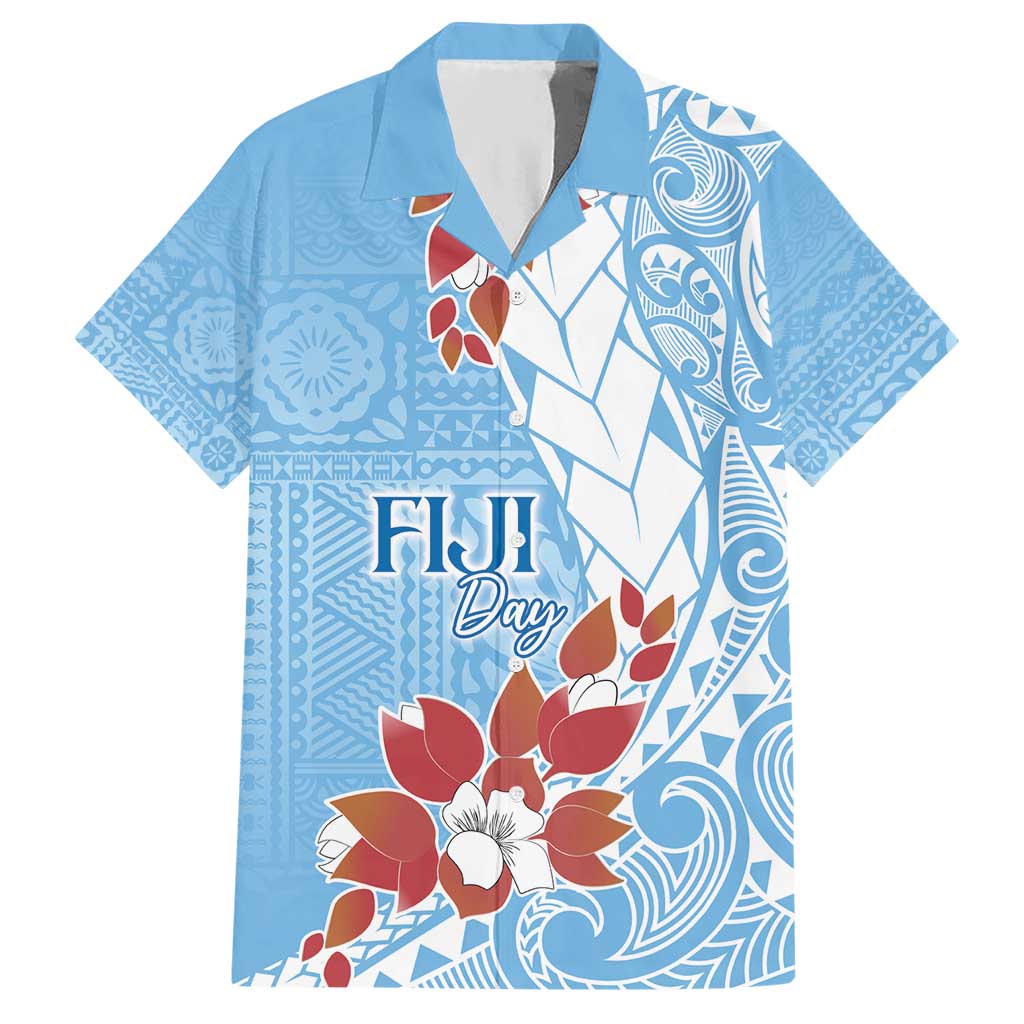 Bula Fiji Day Hawaiian Shirt Tagimaucia on Masi Pattern - Turquoise LT7 Turquoise - Polynesian Pride