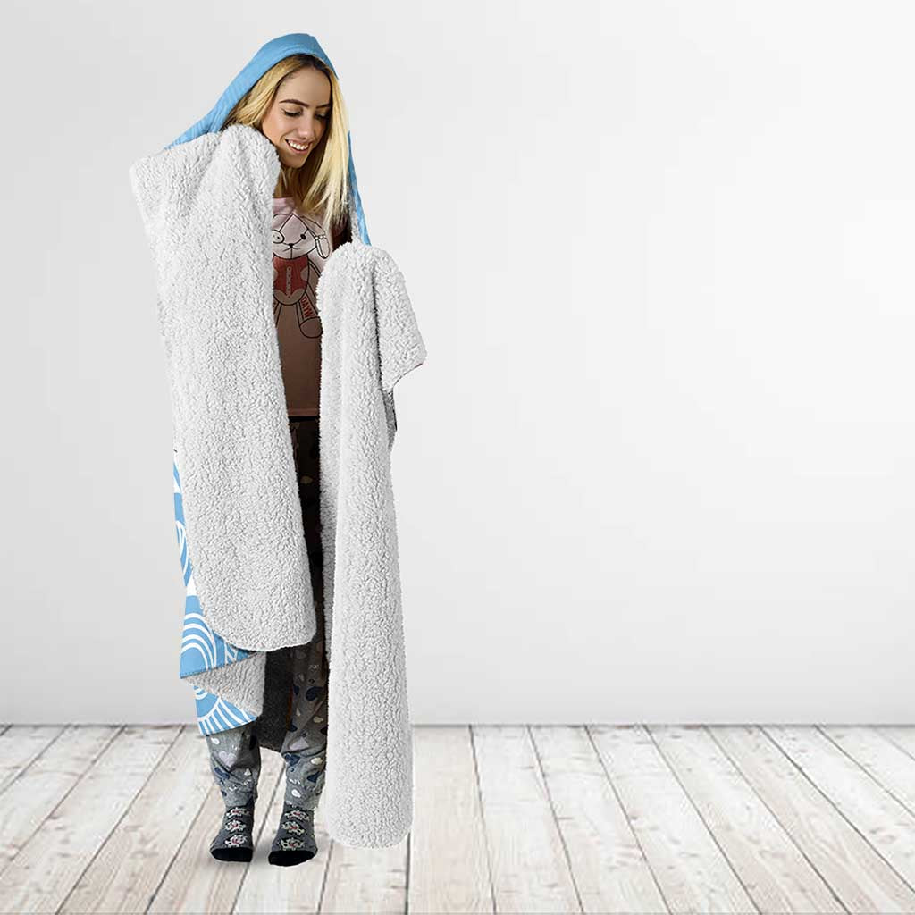 Bula Fiji Day Hooded Blanket Tagimaucia on Masi Pattern - Turquoise LT7 - Polynesian Pride