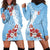 Bula Fiji Day Hoodie Dress Tagimaucia on Masi Pattern - Turquoise