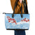 Bula Fiji Day Leather Tote Bag Tagimaucia on Masi Pattern - Turquoise