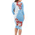 Bula Fiji Day Long Sleeve Bodycon Dress Tagimaucia on Masi Pattern - Turquoise