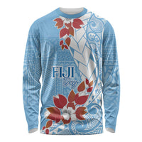 Bula Fiji Day Long Sleeve Shirt Tagimaucia on Masi Pattern - Turquoise LT7 Unisex Turquoise - Polynesian Pride