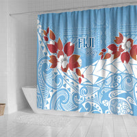 Bula Fiji Day Shower Curtain Tagimaucia on Masi Pattern - Turquoise LT7 - Polynesian Pride