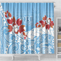 Bula Fiji Day Shower Curtain Tagimaucia on Masi Pattern - Turquoise LT7 - Polynesian Pride