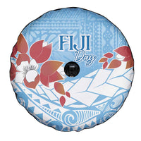 Bula Fiji Day Spare Tire Cover Tagimaucia on Masi Pattern - Turquoise LT7 - Polynesian Pride