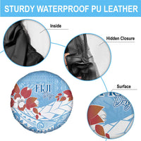 Bula Fiji Day Spare Tire Cover Tagimaucia on Masi Pattern - Turquoise LT7 - Polynesian Pride