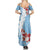 Bula Fiji Day Summer Maxi Dress Tagimaucia on Masi Pattern - Turquoise