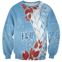 Bula Fiji Day Sweatshirt Tagimaucia on Masi Pattern - Turquoise LT7 Unisex Turquoise - Polynesian Pride