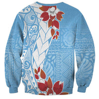 Bula Fiji Day Sweatshirt Tagimaucia on Masi Pattern - Turquoise LT7 - Polynesian Pride