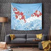 Bula Fiji Day Tapestry Tagimaucia on Masi Pattern - Turquoise LT7 - Polynesian Pride