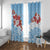 Bula Fiji Day Window Curtain Tagimaucia on Masi Pattern - Turquoise