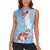 Bula Fiji Day Women Sleeveless Polo Shirt Tagimaucia on Masi Pattern - Turquoise