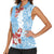 Bula Fiji Day Women Sleeveless Polo Shirt Tagimaucia on Masi Pattern - Turquoise