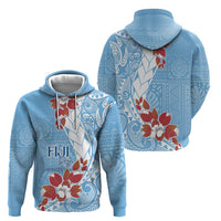 Bula Fiji Day Zip Hoodie Tagimaucia on Masi Pattern - Turquoise LT7 - Polynesian Pride