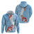 Bula Fiji Day Zip Hoodie Tagimaucia on Masi Pattern - Turquoise