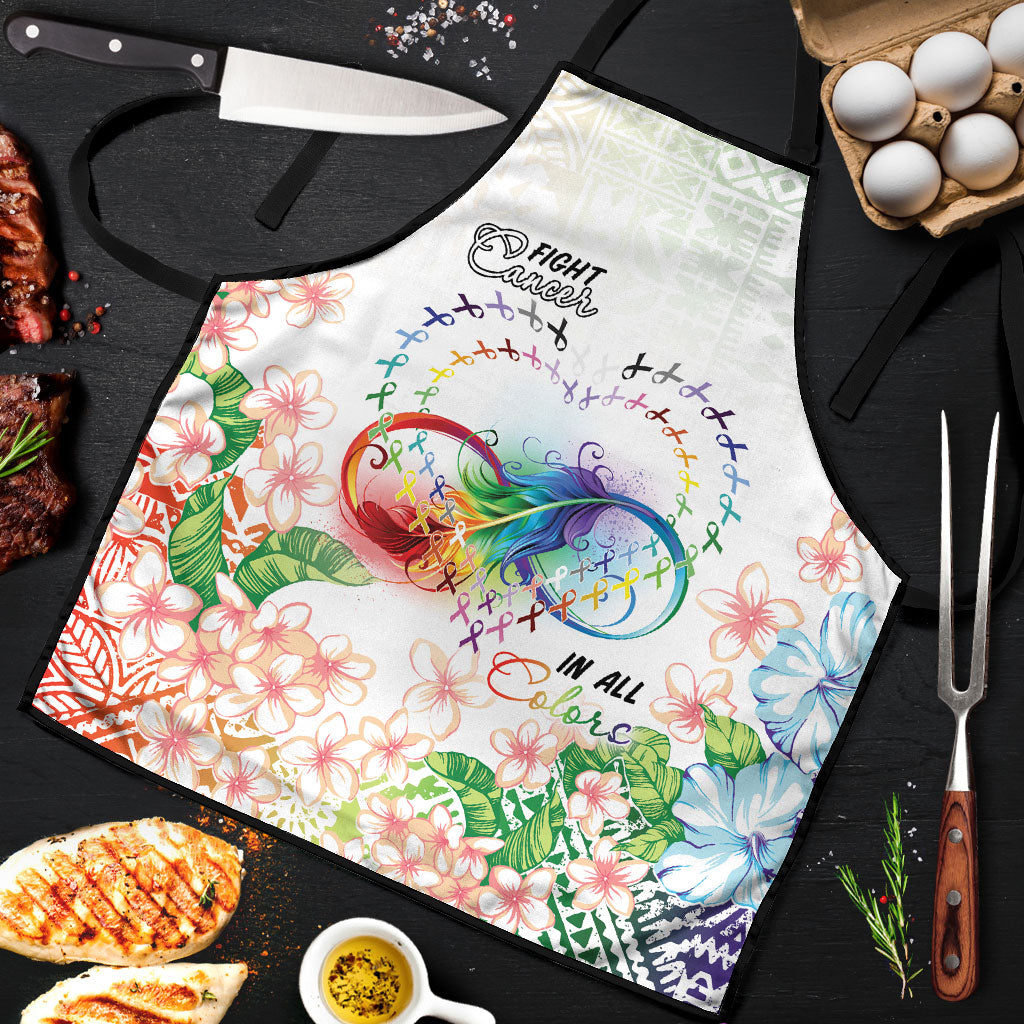 Fight Cancer In All Colors Apron Plumeria Mix Tapa Pattern