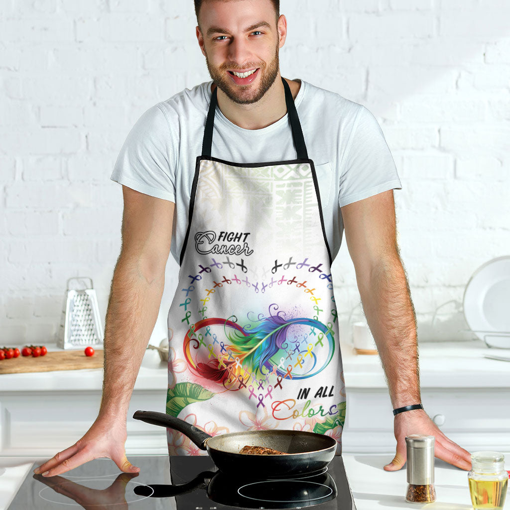Fight Cancer In All Colors Apron Plumeria Mix Tapa Pattern