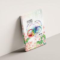 Fight Cancer In All Colors Canvas Wall Art Plumeria Mix Tapa Pattern