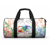 Fight Cancer In All Colors Duffle Bag Plumeria Mix Tapa Pattern
