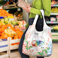 Fight Cancer In All Colors Grocery Bag Plumeria Mix Tapa Pattern